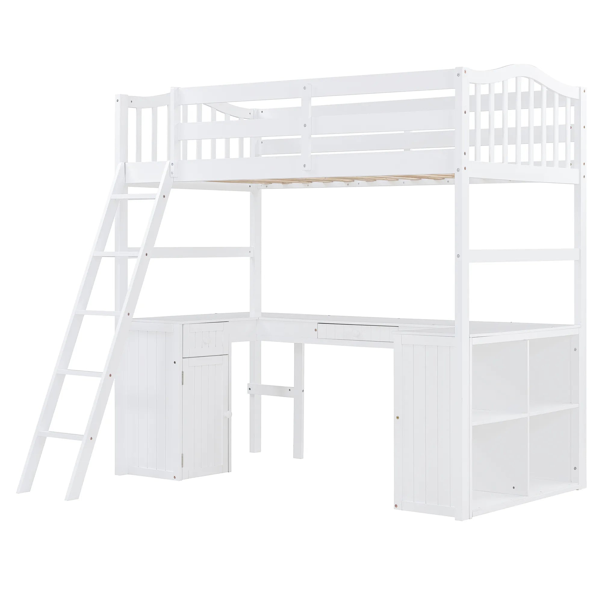 Bellemave® Twin Size Loft Bed with Drawers, Cabinet, Shelves and Desk - Bellemave