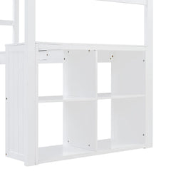 Bellemave® Twin Size Loft Bed with Drawers, Cabinet, Shelves and Desk - Bellemave