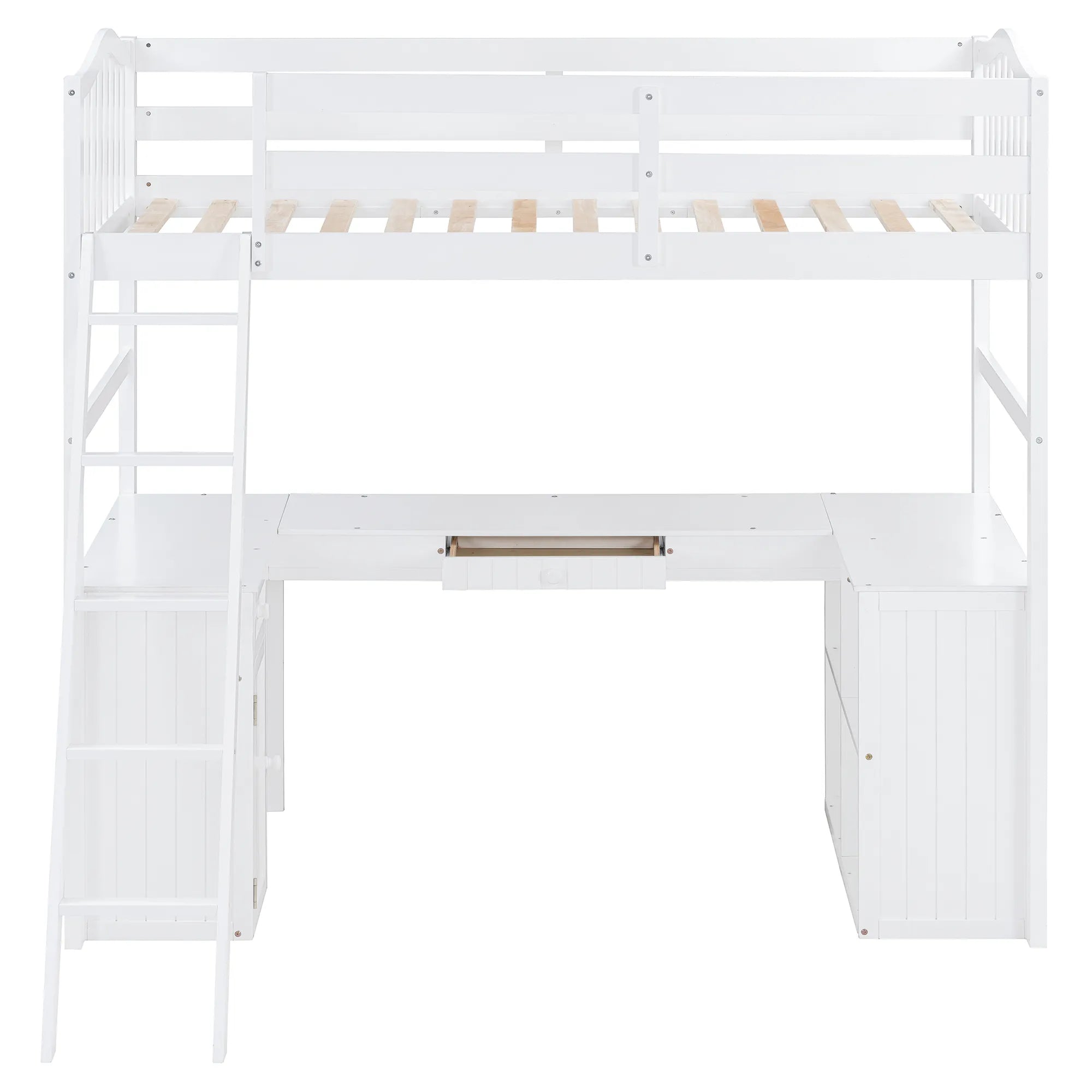 Bellemave® Twin Size Loft Bed with Drawers, Cabinet, Shelves and Desk - Bellemave
