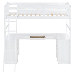 Bellemave® Twin Size Loft Bed with Drawers, Cabinet, Shelves and Desk - Bellemave