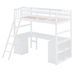 Bellemave® Twin Size Loft Bed with Drawers, Cabinet, Shelves and Desk - Bellemave