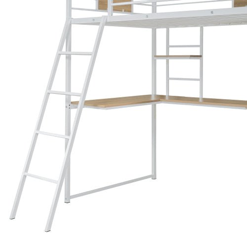 Bellemave® Twin Size Loft bed with L - shape Desk and Wardrobe - Bellemave