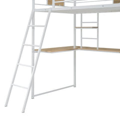 Bellemave® Twin Size Loft bed with L - shape Desk and Wardrobe - Bellemave