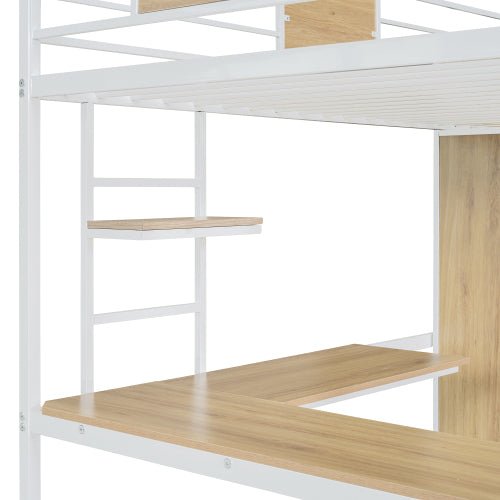 Bellemave® Twin Size Loft bed with L - shape Desk and Wardrobe - Bellemave