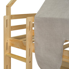 Bellemave® Twin Size Loft Bed with Play House Shape, Wooden Loft Bed House - Shaped Frame with a Tent, Slide & a Ladder - Bellemave