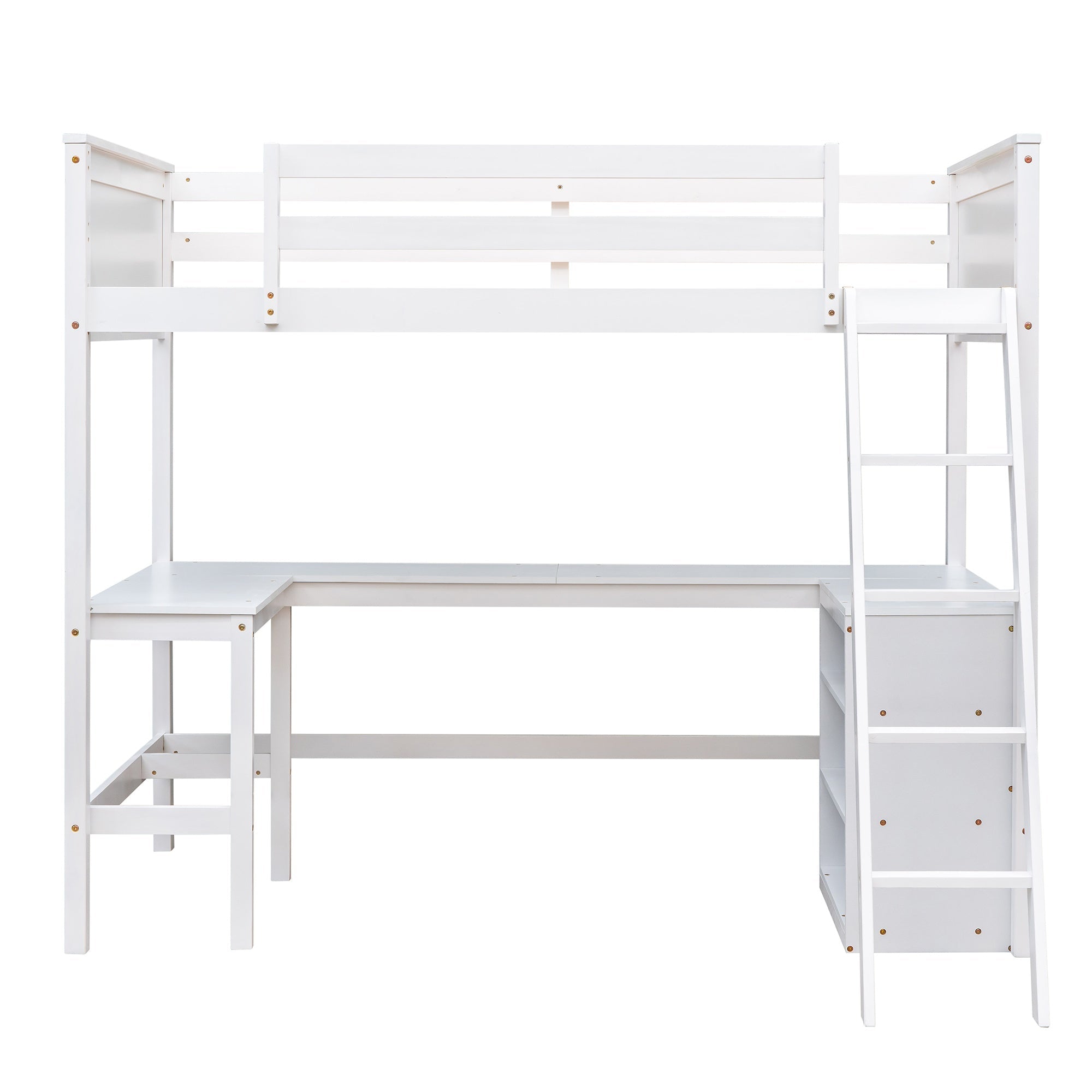 Bellemave® Twin Size Loft Bed with Shelves and Desk - Bellemave