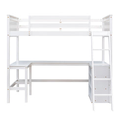 Bellemave® Twin Size Loft Bed with Shelves and Desk - Bellemave