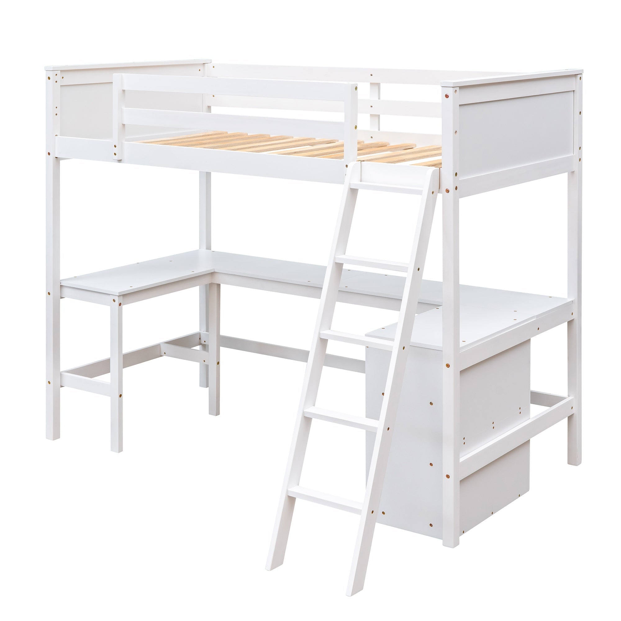 Bellemave® Twin Size Loft Bed with Shelves and Desk - Bellemave