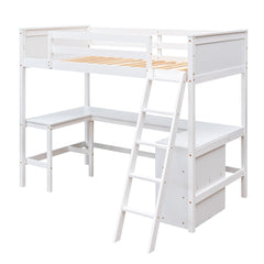 Bellemave® Twin Size Loft Bed with Shelves and Desk - Bellemave
