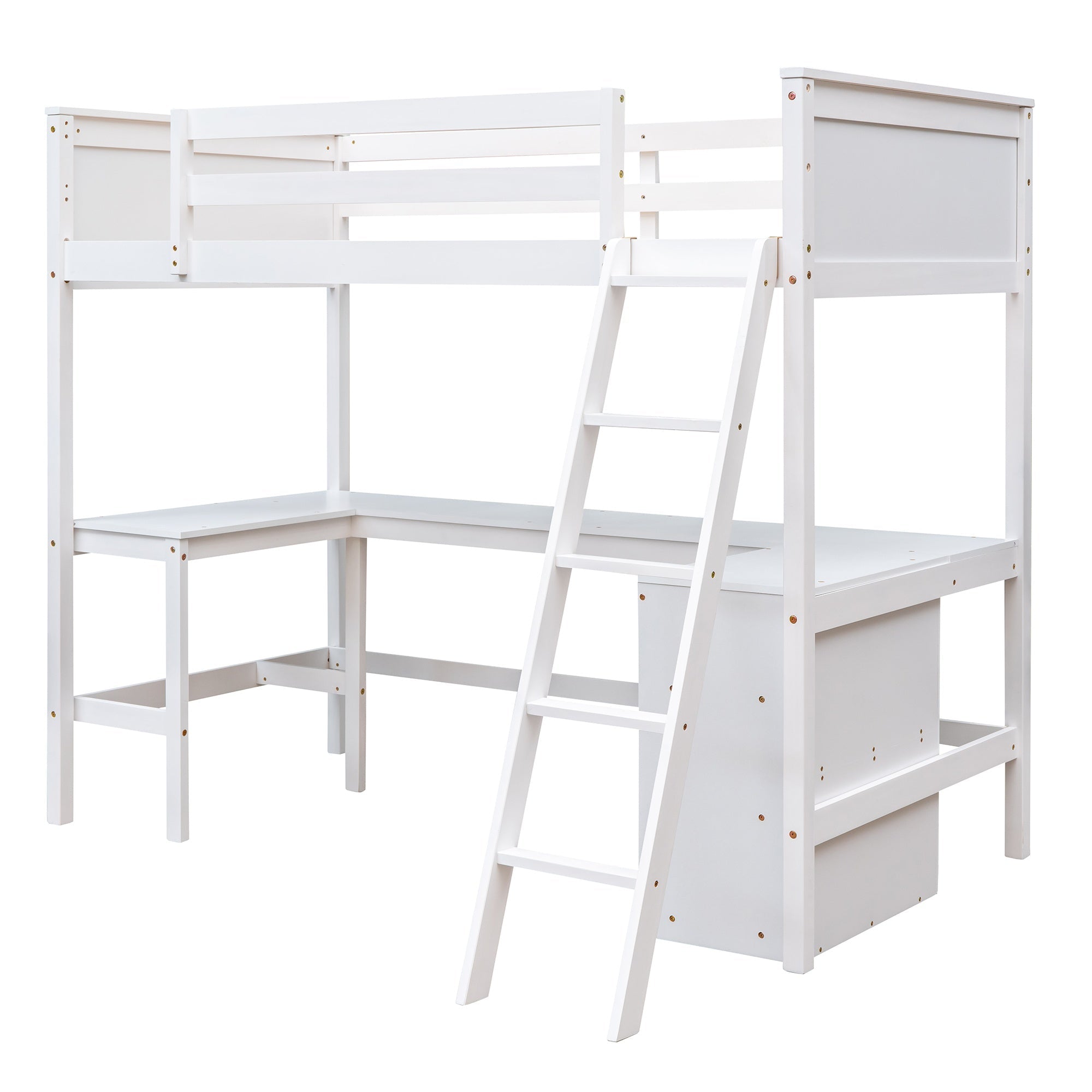 Bellemave® Twin Size Loft Bed with Shelves and Desk - Bellemave