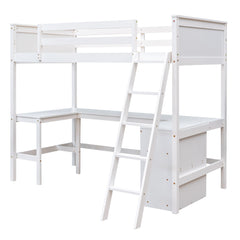 Bellemave® Twin Size Loft Bed with Shelves and Desk - Bellemave