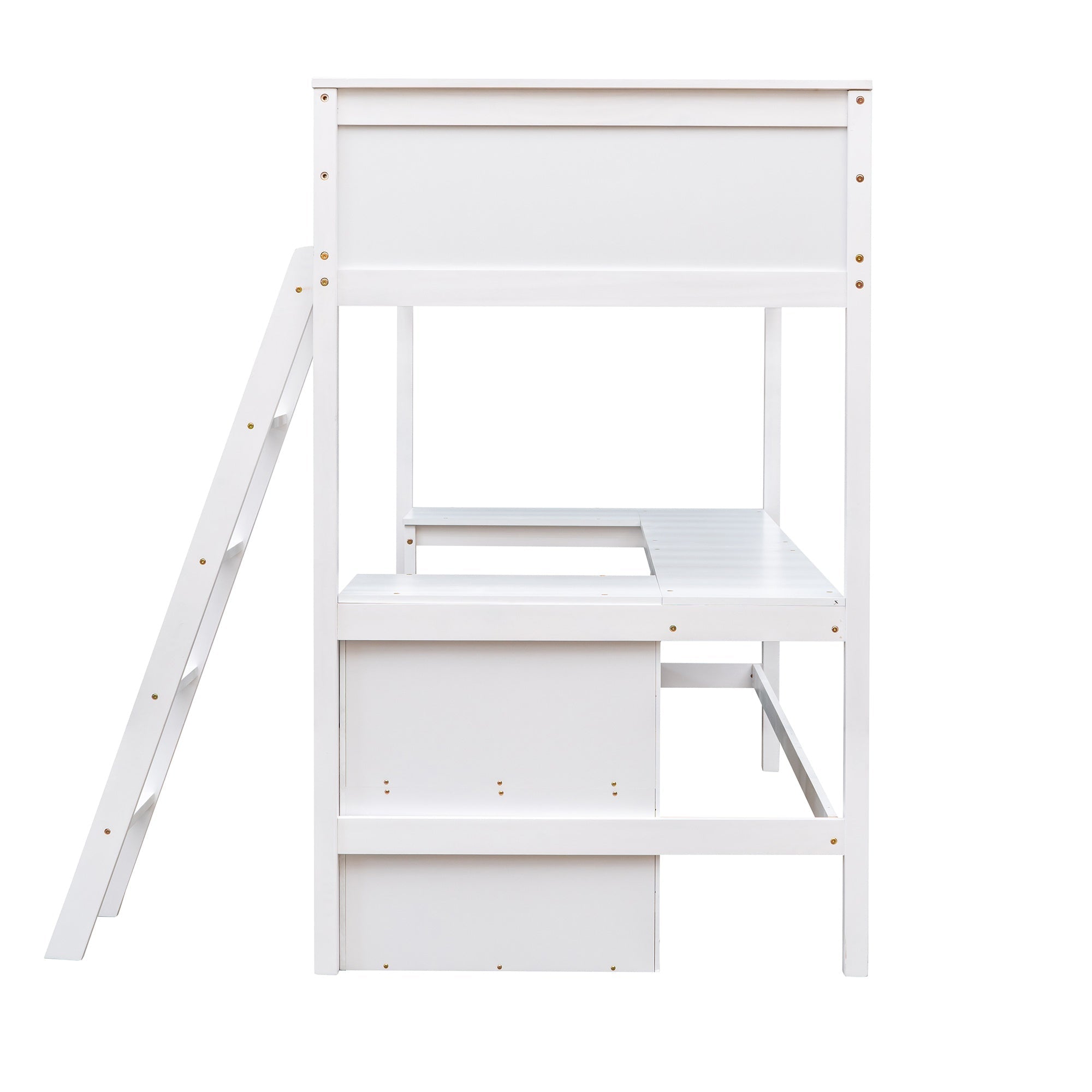 Bellemave® Twin Size Loft Bed with Shelves and Desk - Bellemave