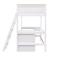 Bellemave® Twin Size Loft Bed with Shelves and Desk - Bellemave