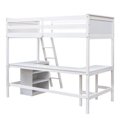 Bellemave® Twin Size Loft Bed with Shelves and Desk - Bellemave
