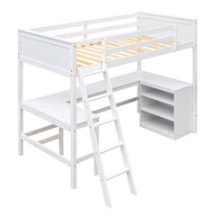 Bellemave® Twin Size Loft Bed with Shelves and Desk - Bellemave