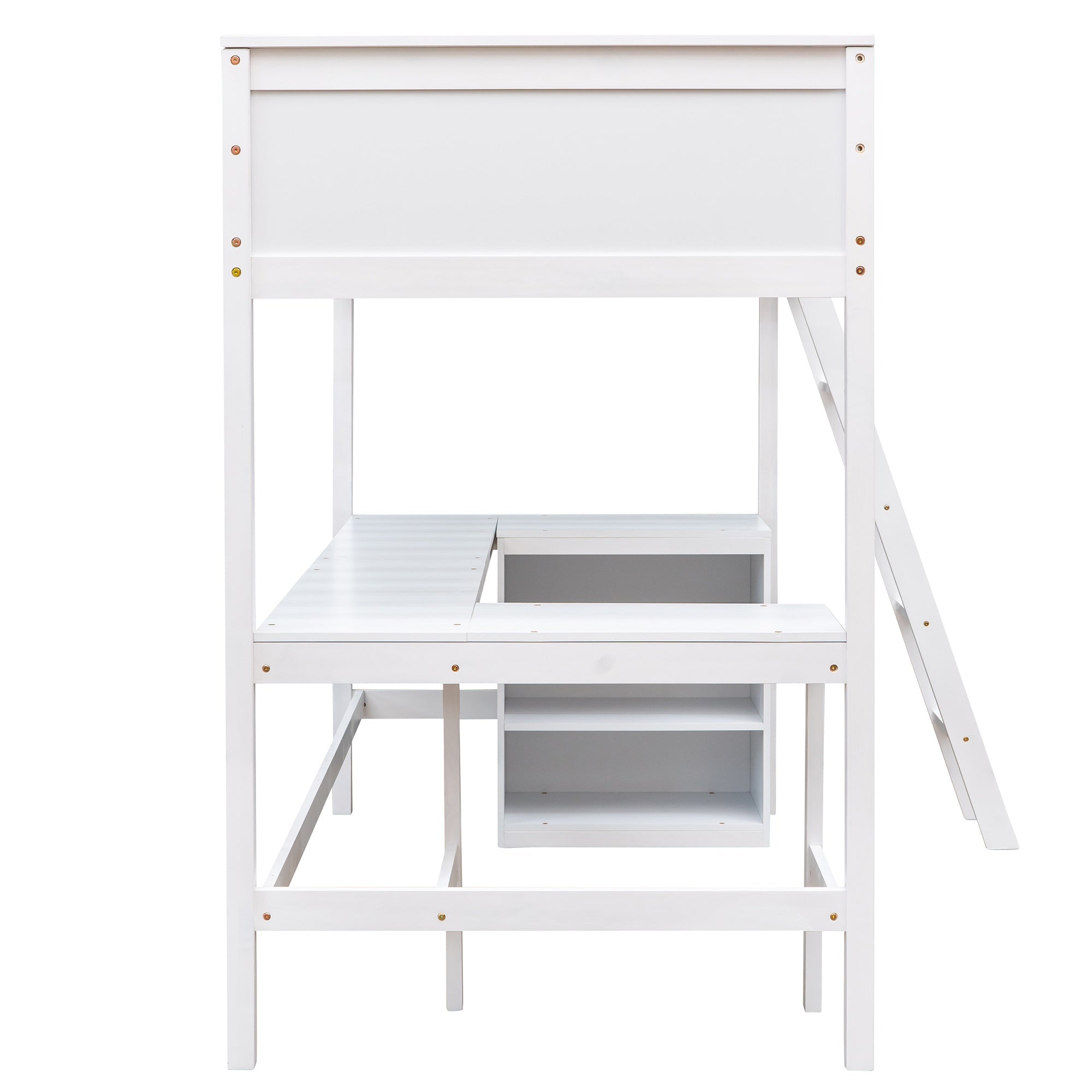 Bellemave® Twin Size Loft Bed with Shelves and Desk - Bellemave