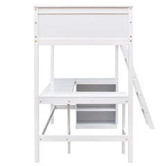 Bellemave® Twin Size Loft Bed with Shelves and Desk - Bellemave