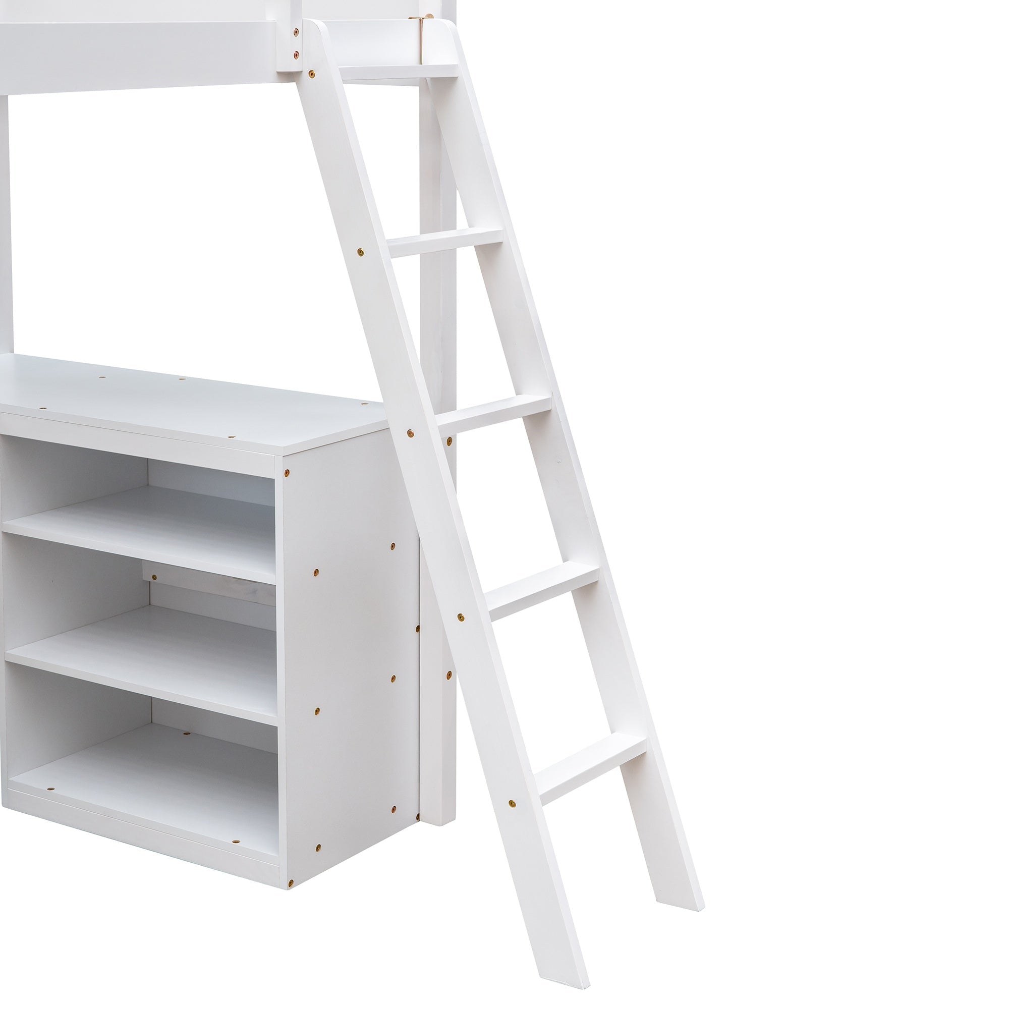 Bellemave® Twin Size Loft Bed with Shelves and Desk - Bellemave
