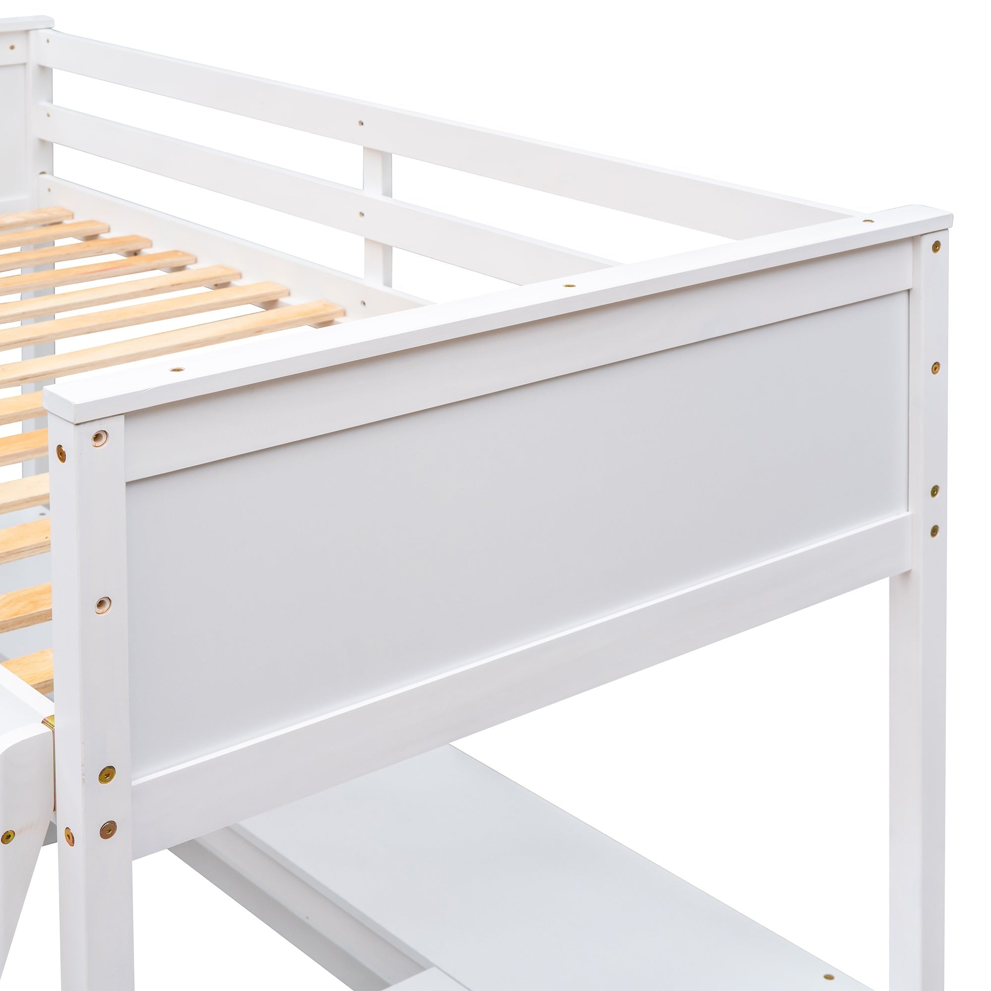 Bellemave® Twin Size Loft Bed with Shelves and Desk - Bellemave