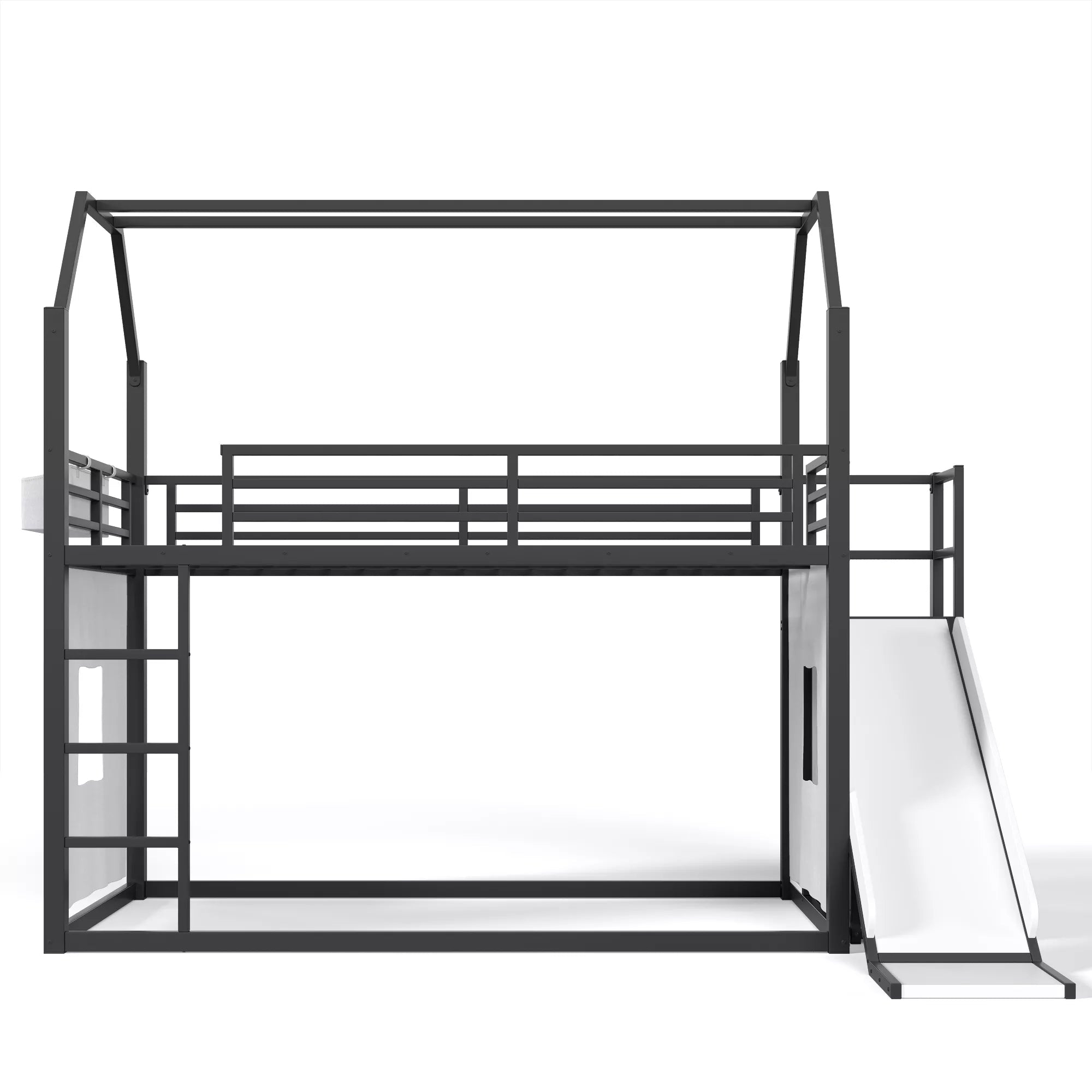 Kids house loft bed with slide and elevated sleeping area
