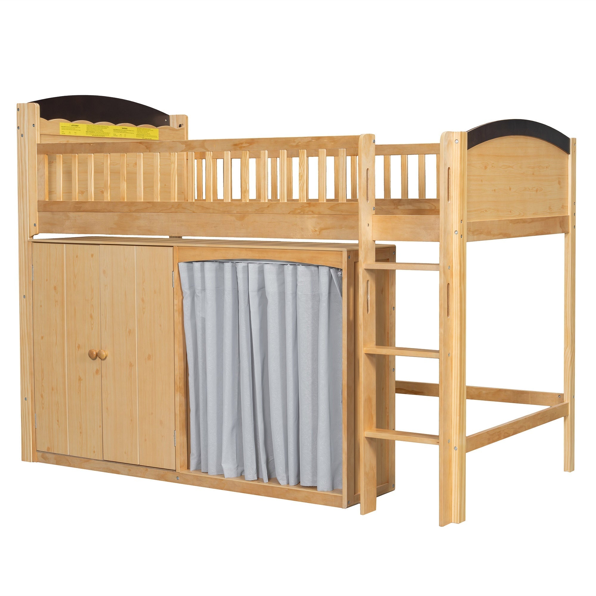 Bellemave® Twin Size Loft Bed with Storage Cabinet, Wardrobe and LED – Space - Saving Kids & Teens Loft Bed - Bellemave