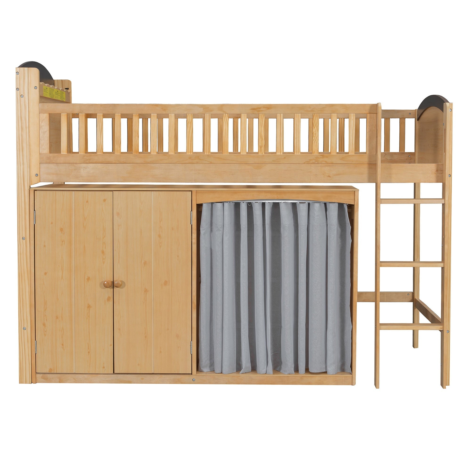 Bellemave® Twin Size Loft Bed with Storage Cabinet, Wardrobe and LED – Space - Saving Kids & Teens Loft Bed - Bellemave