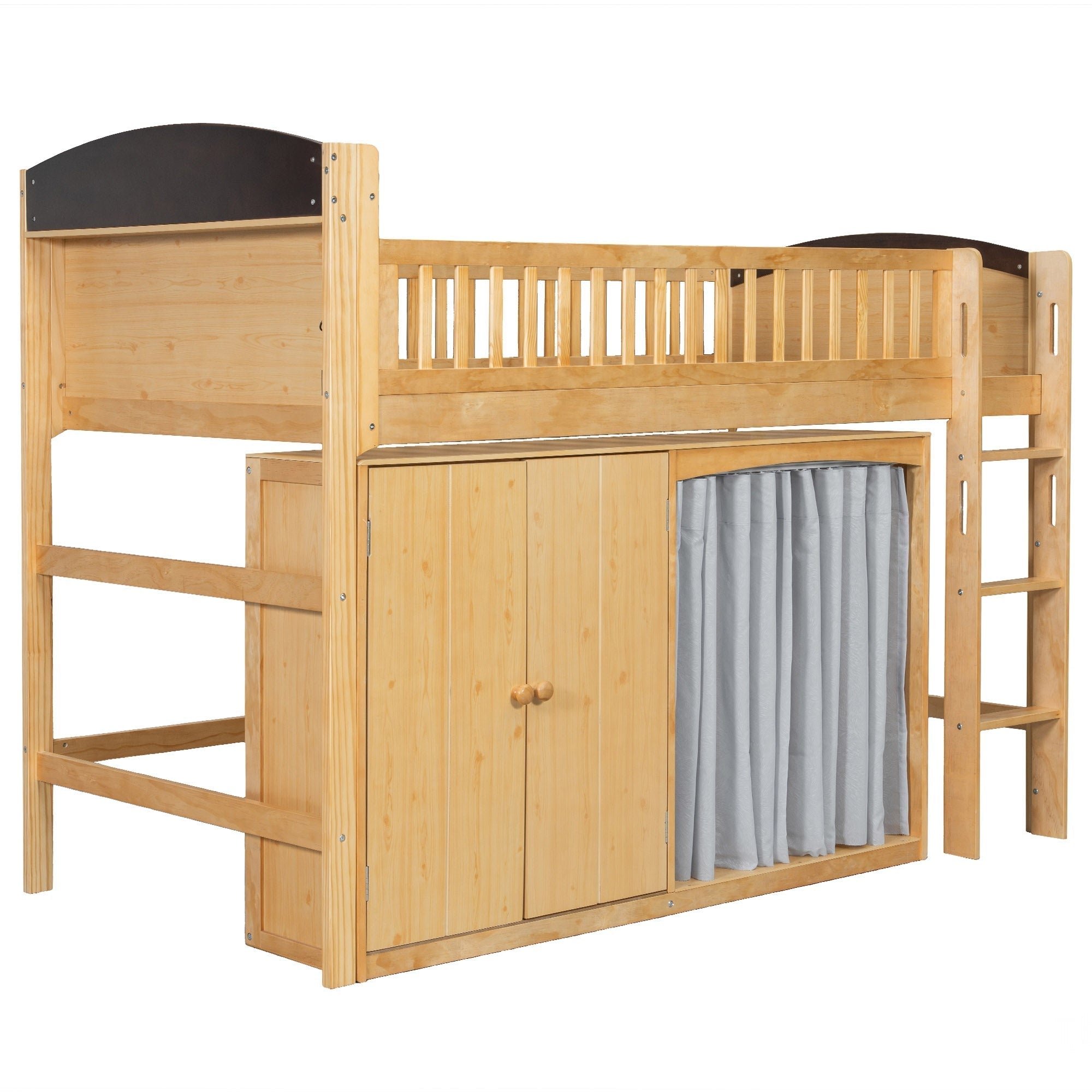 Bellemave® Twin Size Loft Bed with Storage Cabinet, Wardrobe and LED – Space - Saving Kids & Teens Loft Bed - Bellemave