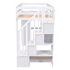 Bellemave® Twin size Loft Bed with Storage Drawers and Stairs - Bellemave