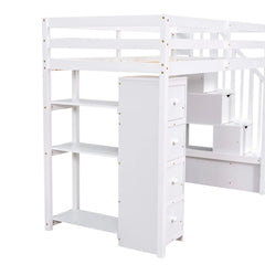 Bellemave® Twin size Loft Bed with Storage Drawers and Stairs - Bellemave
