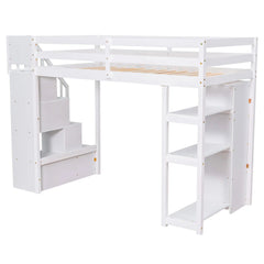 Bellemave® Twin size Loft Bed with Storage Drawers and Stairs - Bellemave