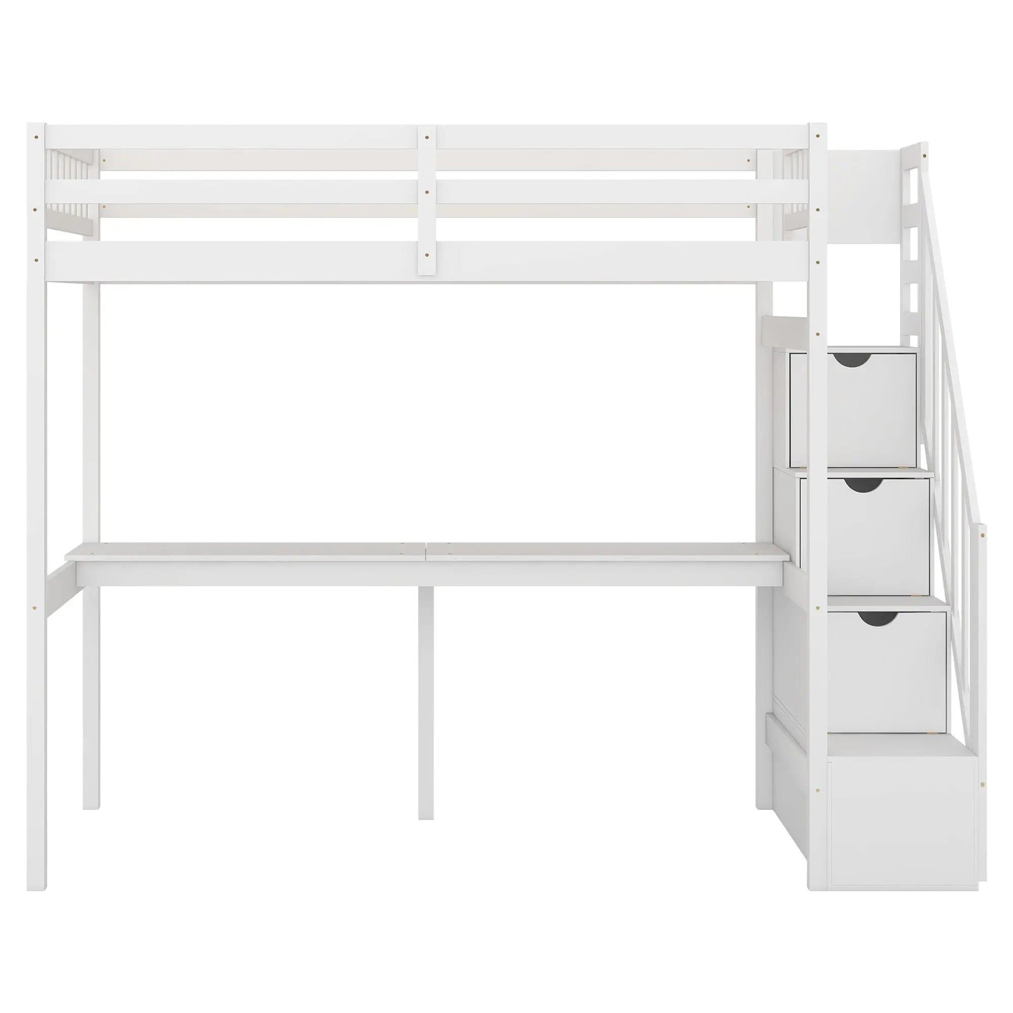 Bellemave® Twin Size Loft Bed with Storage Staircase and Built - in Desk - Bellemave