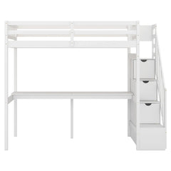 Bellemave® Twin Size Loft Bed with Storage Staircase and Built - in Desk - Bellemave