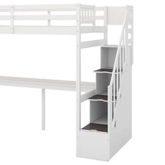Bellemave® Twin Size Loft Bed with Storage Staircase and Built - in Desk - Bellemave