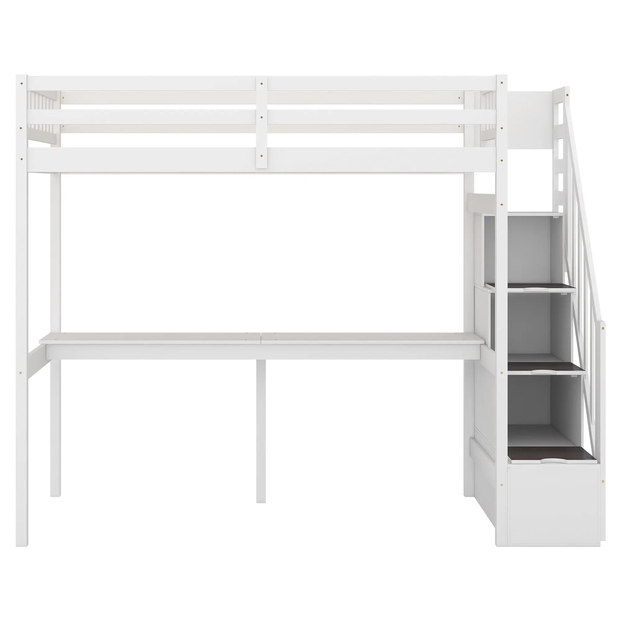 Bellemave® Twin Size Loft Bed with Storage Staircase and Built - in Desk - Bellemave