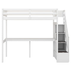 Bellemave® Twin Size Loft Bed with Storage Staircase and Built - in Desk - Bellemave