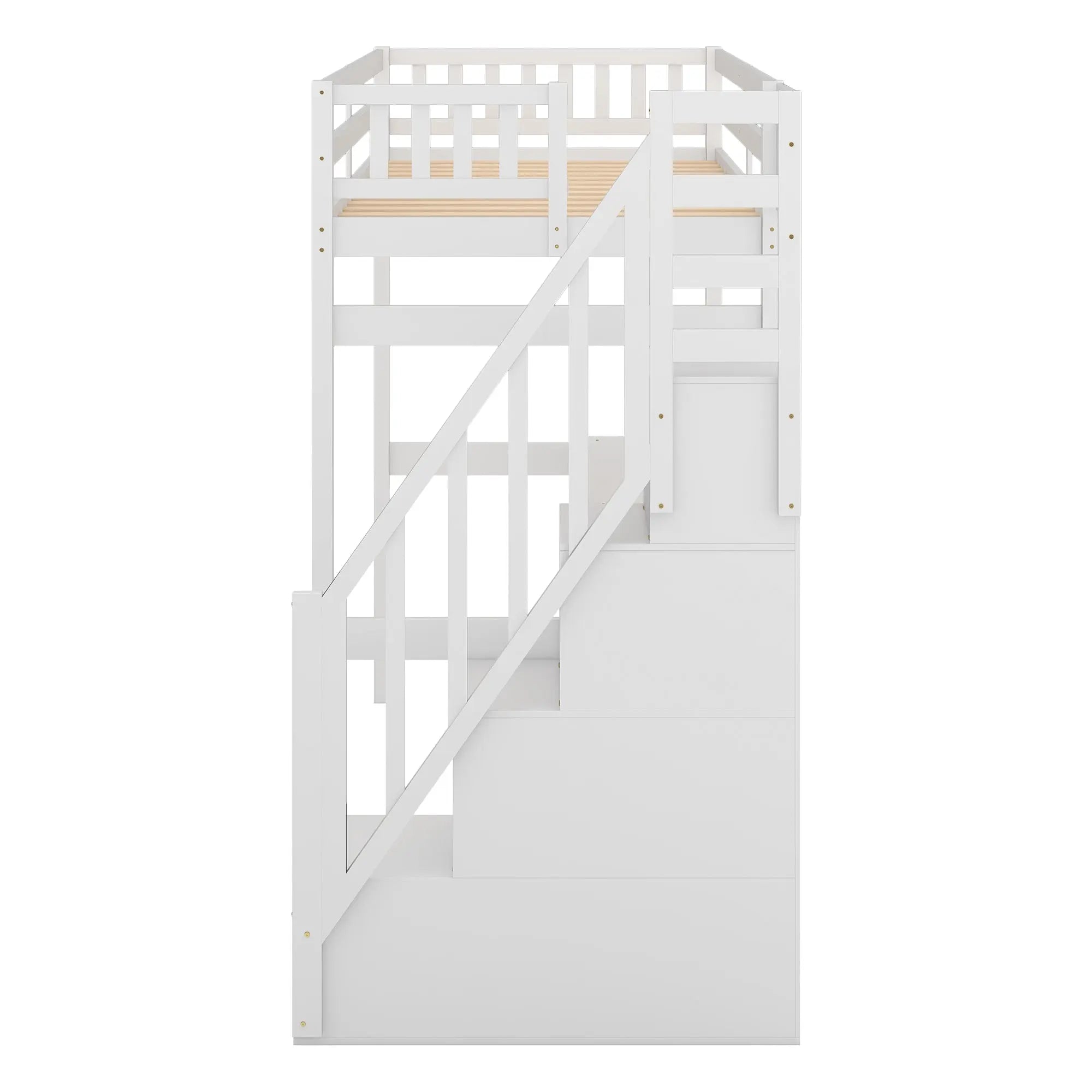 Bellemave® Twin Size Loft Bed with Storage Staircase and Built - in Desk - Bellemave
