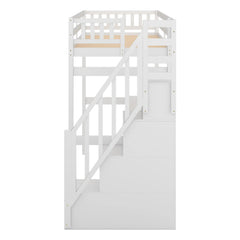 Bellemave® Twin Size Loft Bed with Storage Staircase and Built - in Desk - Bellemave