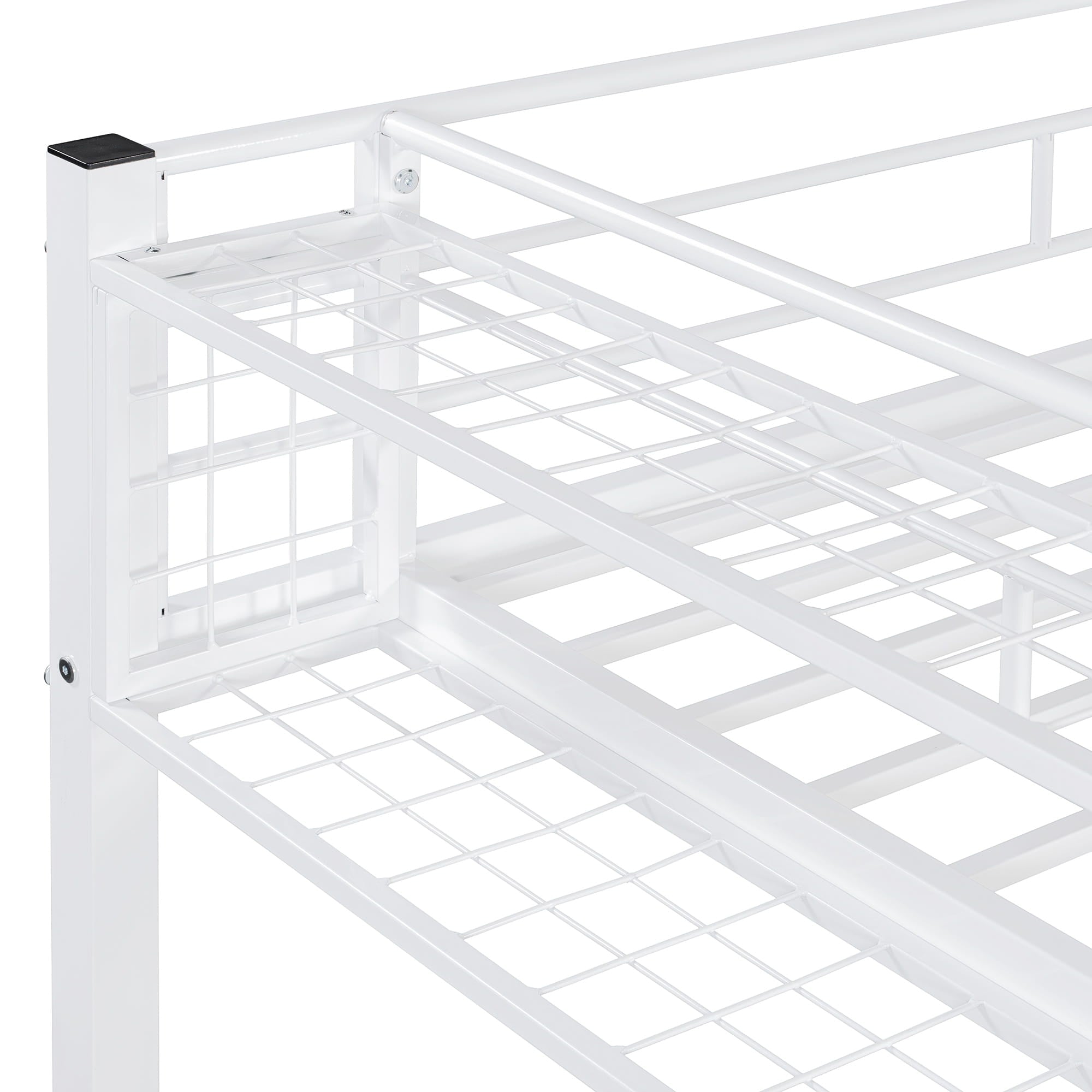 Bellemave® Twin Size loft Bed with Storage Stairs and Upper Grid Storage Shelf, Metal Twin Loft Bed Frame for Adults & Teens - Bellemave