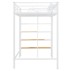Bellemave® Twin Size loft Bed with Storage Stairs and Upper Grid Storage Shelf, Metal Twin Loft Bed Frame for Adults & Teens - Bellemave
