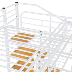 Bellemave® Twin Size loft Bed with Storage Stairs and Upper Grid Storage Shelf, Metal Twin Loft Bed Frame for Adults & Teens - Bellemave