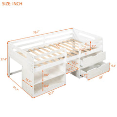 Bellemave® Twin Size Loft Bed with Two Shelves and Two drawers - Bellemave