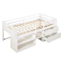 Bellemave® Twin Size Loft Bed with Two Shelves and Two drawers - Bellemave