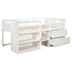 Bellemave® Twin Size Loft Bed with Two Shelves and Two drawers - Bellemave