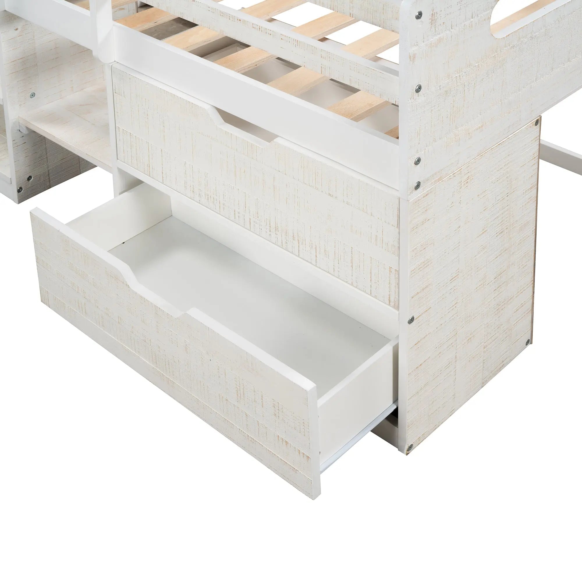 Bellemave® Twin Size Loft Bed with Two Shelves and Two drawers - Bellemave