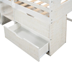 Bellemave® Twin Size Loft Bed with Two Shelves and Two drawers - Bellemave