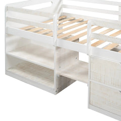 Bellemave® Twin Size Loft Bed with Two Shelves and Two drawers - Bellemave