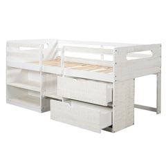 Bellemave® Twin Size Loft Bed with Two Shelves and Two drawers - Bellemave