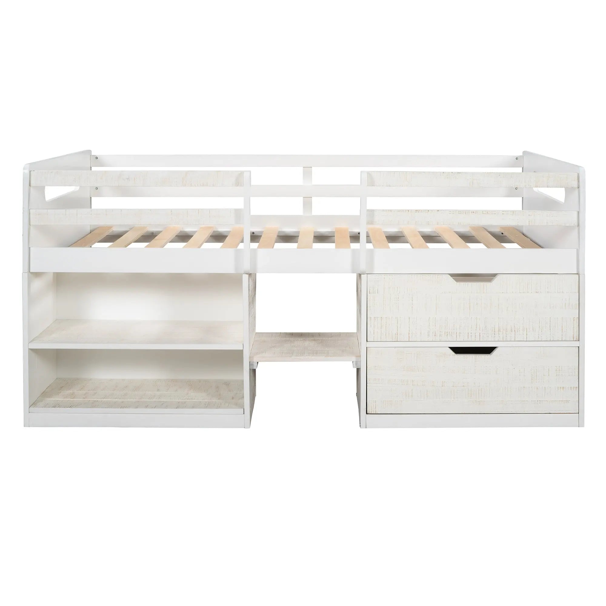 Bellemave® Twin Size Loft Bed with Two Shelves and Two drawers - Bellemave