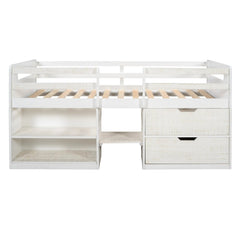 Bellemave® Twin Size Loft Bed with Two Shelves and Two drawers - Bellemave