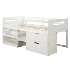 Bellemave® Twin Size Loft Bed with Two Shelves and Two drawers - Bellemave